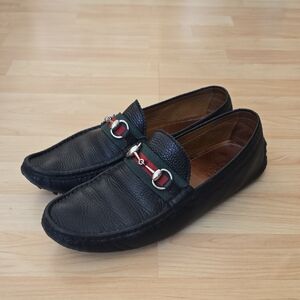 Gucci Horsebit Driving Loafers Black Men  Slip-On Leather Snaffle Dress Size 9